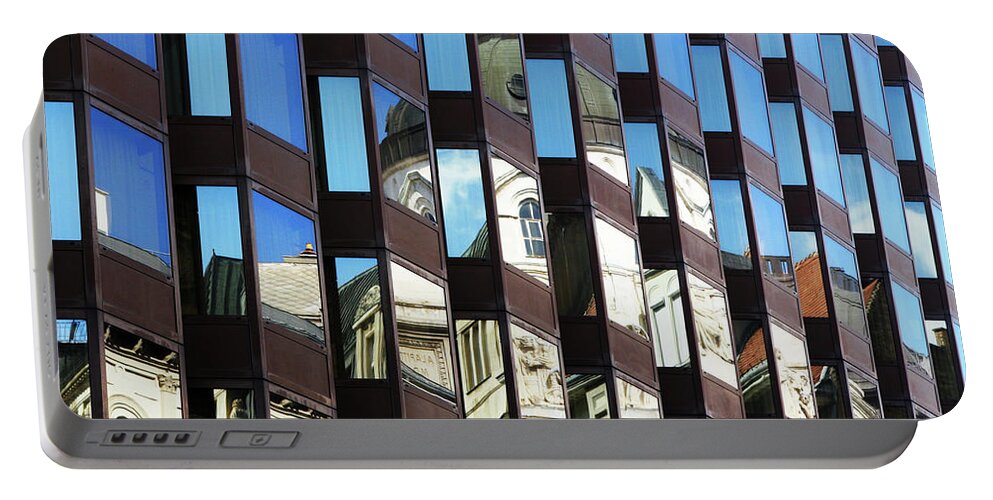 Abstract Portable Battery Charger featuring the photograph Budapest Reflections by Rick Locke - Out of the Corner of My Eye