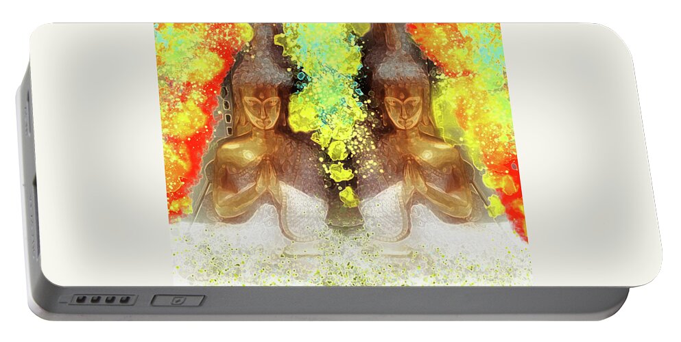 Buddha Portable Battery Charger featuring the digital art Buddha by Alexandra Vusir