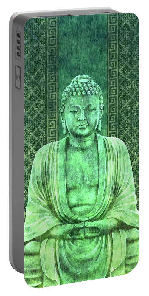 Buddha Portable Battery Charger featuring the mixed media Dhyana - Buddha in Meditation 01 by Studio Grafiikka
