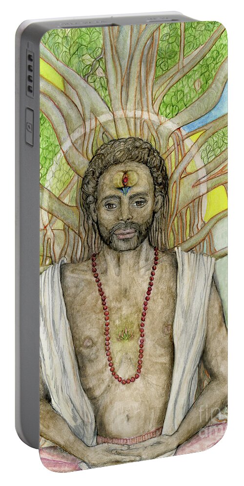 Buddha Portable Battery Charger featuring the painting Buddha by Jo Thomas Blaine