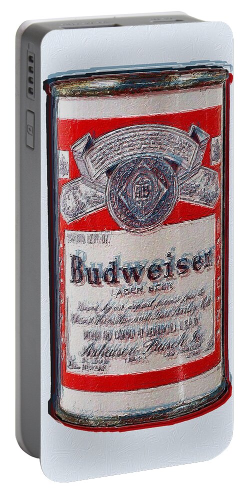 Purple Portable Battery Charger featuring the painting Budweiser Anheuser Busch Ode To Andy Warhol by Tony Rubino