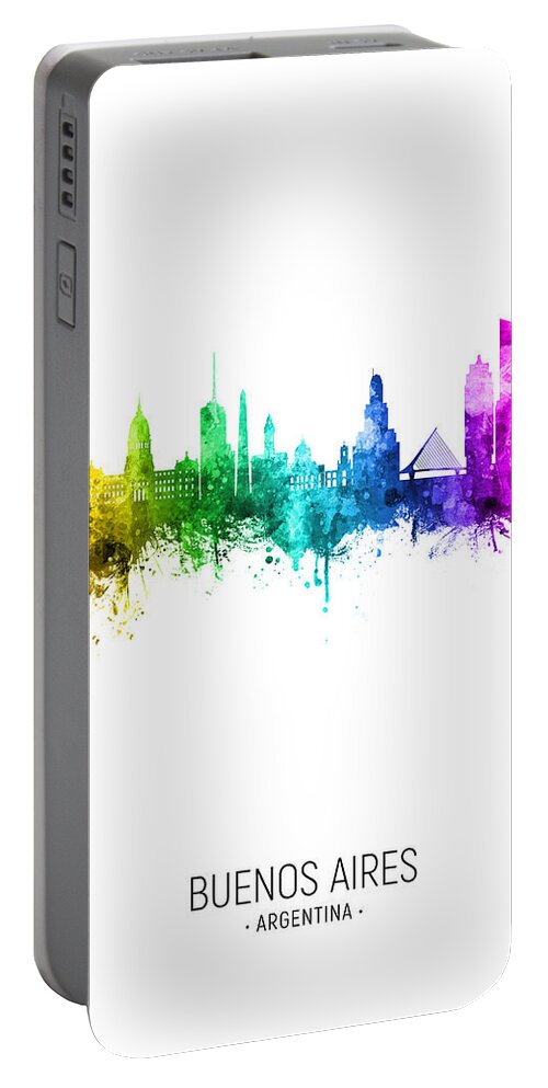 Buenos Aires Portable Battery Charger featuring the digital art Buenos Aires Argentina Skyline #94 by Michael Tompsett