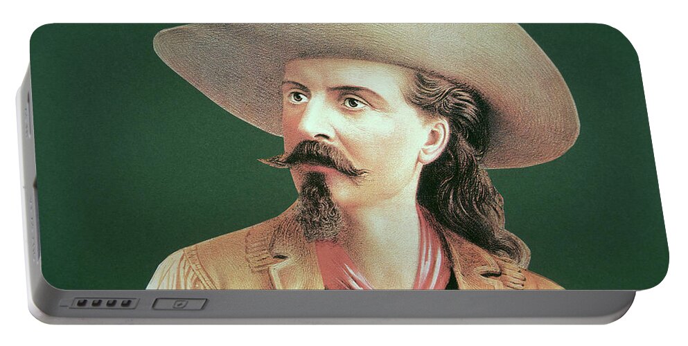 Buffalo Bill Portable Battery Charger featuring the painting Buffalo Bill portrait by American School
