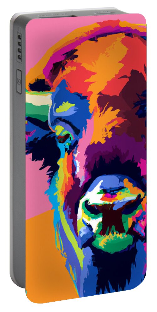  Portable Battery Charger featuring the painting Buffalo pop. by Emanuel Alvarez Valencia