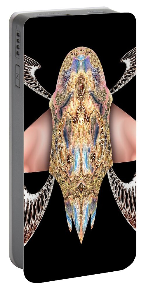 Abstract Portable Battery Charger featuring the digital art Bugs Nouveau I by Tom McDanel