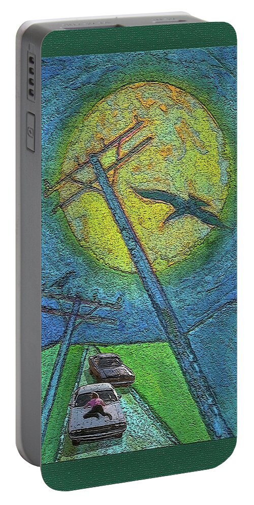 Car Chase Portable Battery Charger featuring the digital art Car Chase / Death Proof by David Squibb
