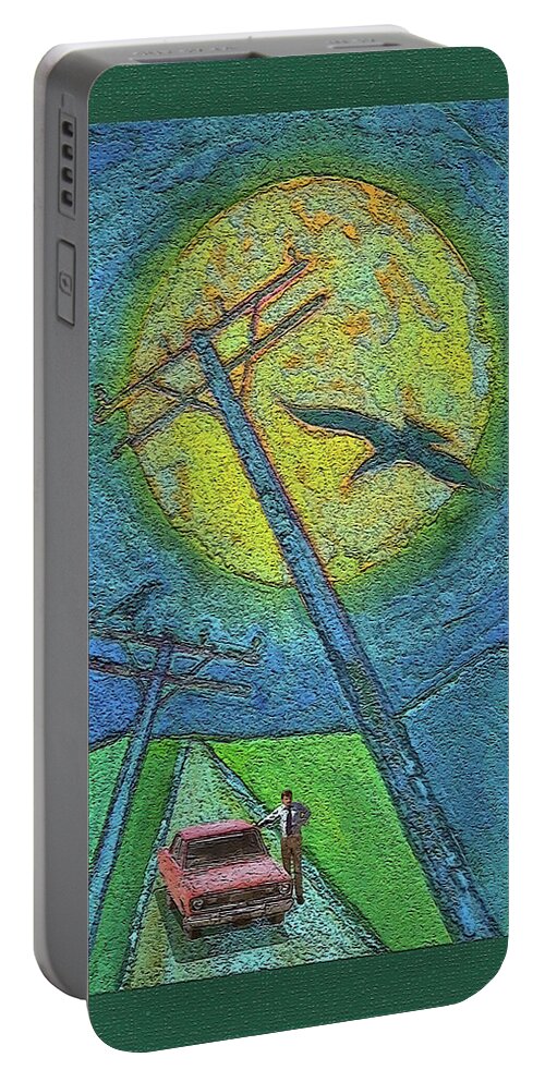 Car Chase Portable Battery Charger featuring the digital art Car Chase / Duel by David Squibb