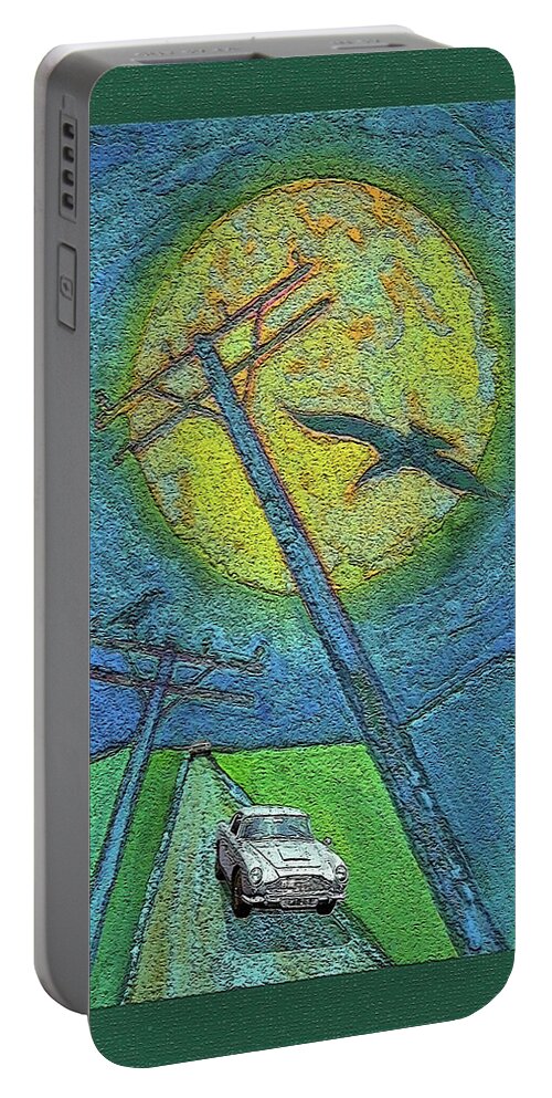 Car Chase Portable Battery Charger featuring the digital art Car Chase / Goldfinger by David Squibb