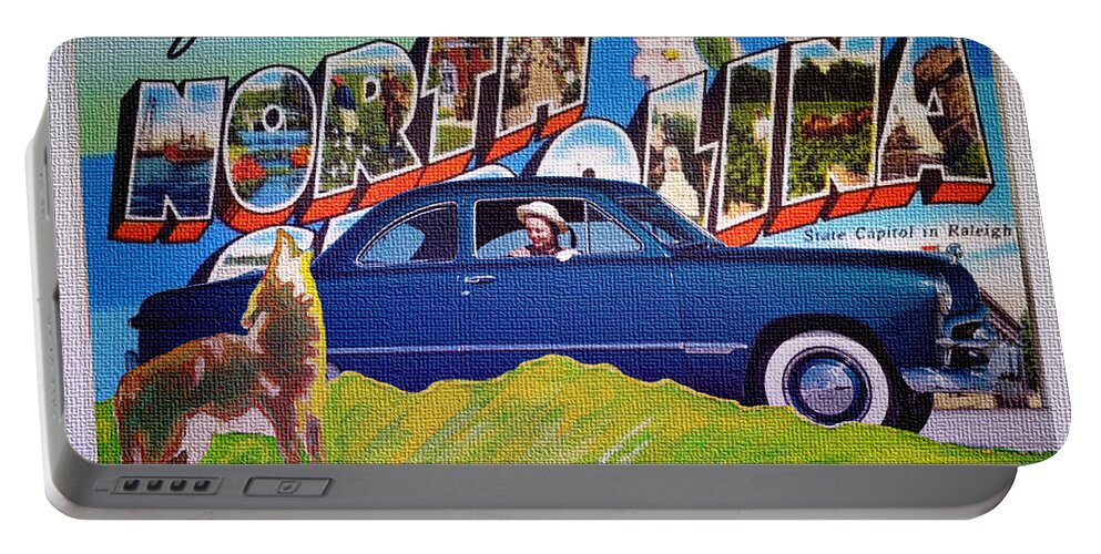 Dixie Road Trips Portable Battery Charger featuring the digital art Dixie Road Trips / North Carolina by David Squibb