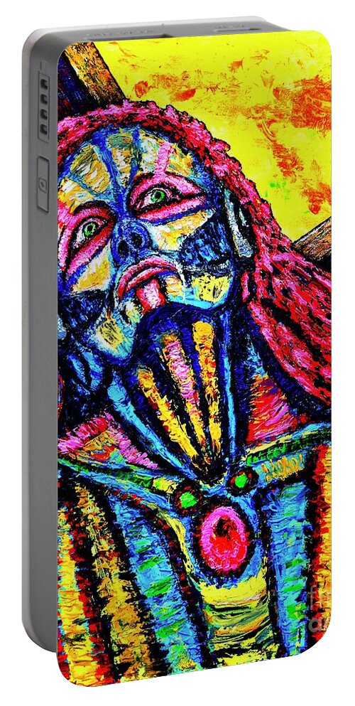 Face Portable Battery Charger featuring the painting Burden by Viktor Lazarev
