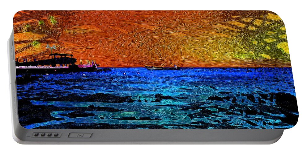Burning Skies 1 Portable Battery Charger featuring the digital art Burning Skies 1 by Aldane Wynter