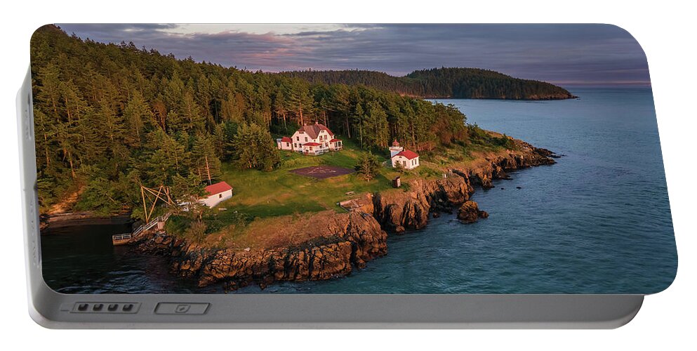 Lighthouse Portable Battery Charger featuring the photograph Burrows Island Sunset 2 by Michael Rauwolf