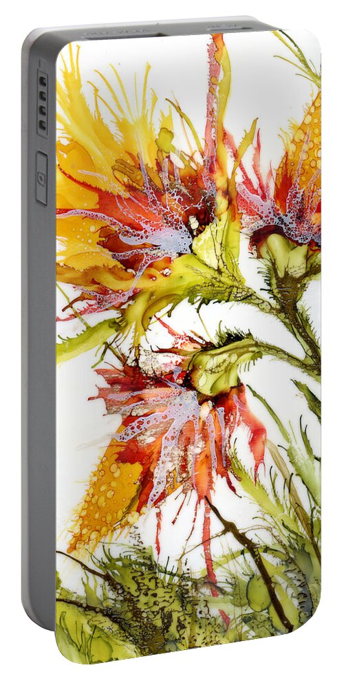 Encaustic Portable Battery Charger featuring the painting Bursting by Jennifer Creech