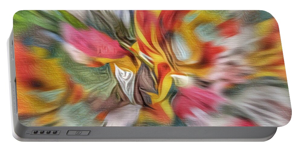 Abstract Art Portable Battery Charger featuring the digital art Bursting Through by Kathie Chicoine