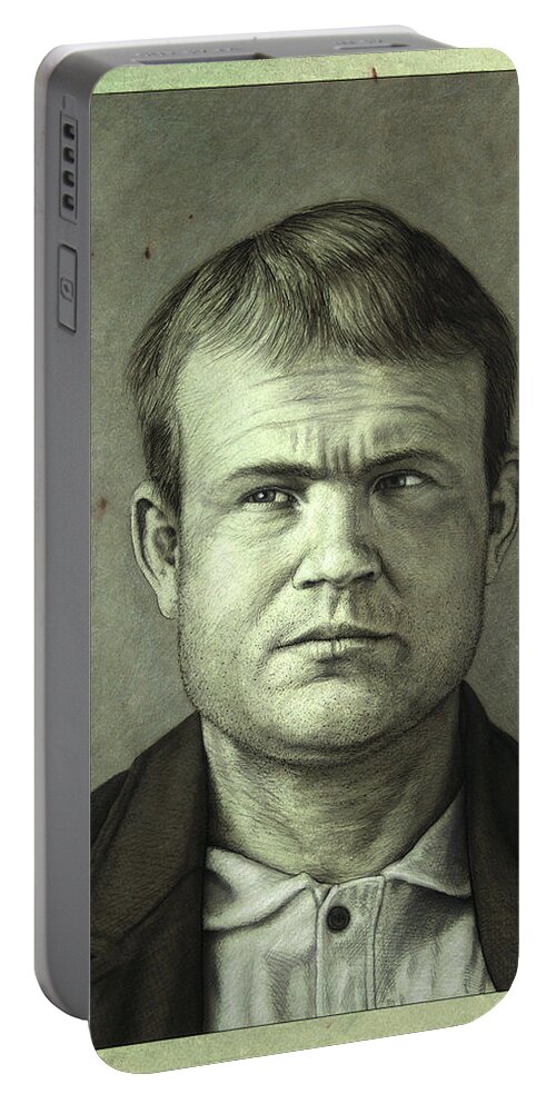 Butch Cassidy Portable Battery Charger featuring the painting Butch Cassidy by James W Johnson