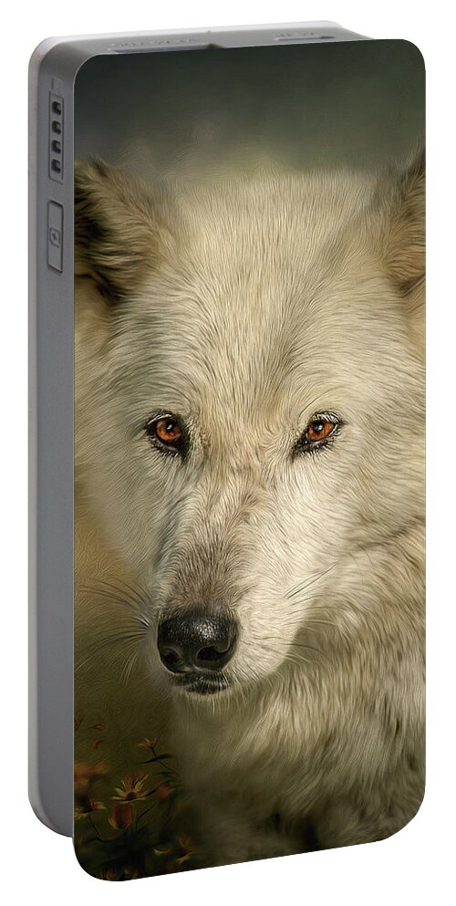 Wolf Portable Battery Charger featuring the digital art Buttercup by Maggy Pease
