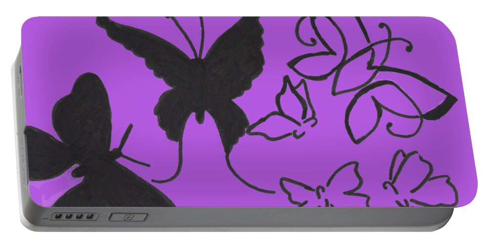 Butterflies Portable Battery Charger featuring the drawing Butterflies with Transparent Background by Ali Baucom