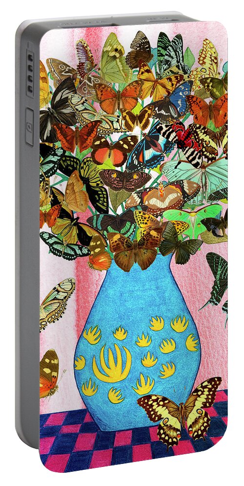 Butterflies Portable Battery Charger featuring the mixed media Butterfly Bouquet by Lorena Cassady