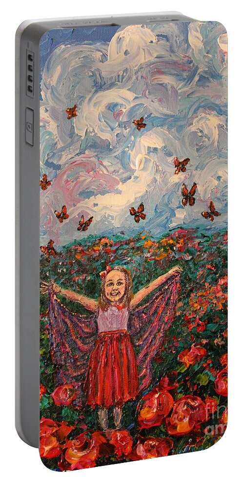 Butterfly Portable Battery Charger featuring the painting Butterfly Lili by Linda Donlin