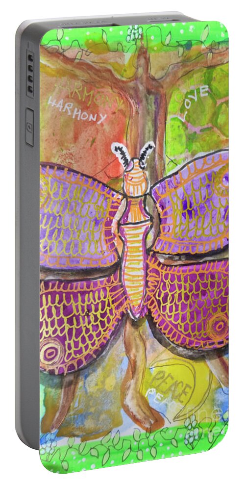Butterfly Portable Battery Charger featuring the painting Butterfly Magic by Mimulux Patricia No