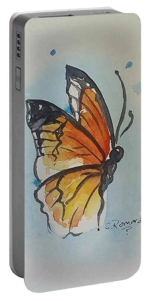  Portable Battery Charger featuring the painting Butterfly by Sheila Romard