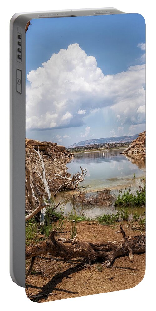 Abiquiu Lake Portable Battery Charger featuring the photograph By Abiquiu Lake by Belinda Greb