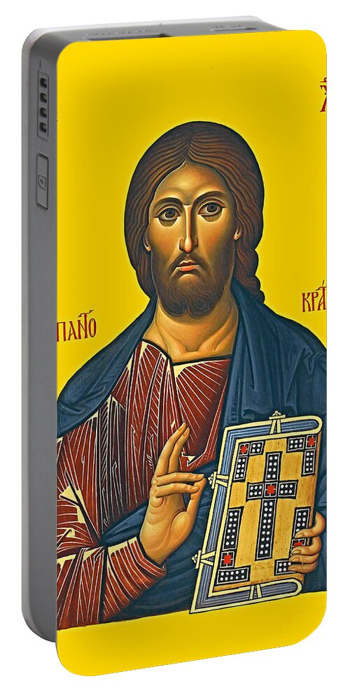Byzantine Portable Battery Charger featuring the photograph Byzantine Cross in Gold by Munir Alawi