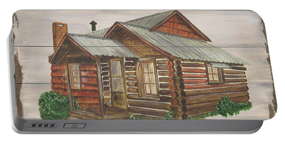 Cabin Portable Battery Charger featuring the painting Cabin Rentals 1 by Debbie DeWitt