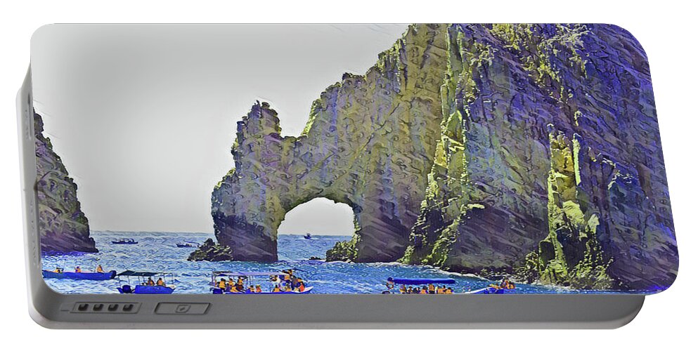 Cabo Portable Battery Charger featuring the digital art Cabo Arch 0210 by David Ragland