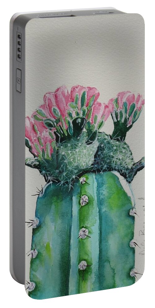 Cactus Portable Battery Charger featuring the painting Cactus Rose by Dale Bernard
