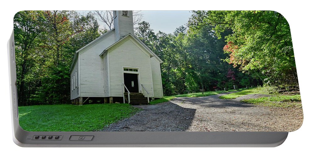 Church Portable Battery Charger featuring the photograph Cades Cove Missionary Baptist by Ed Stokes