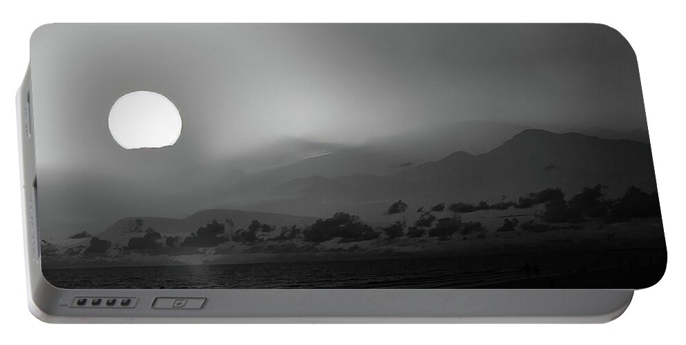 Monochrome Portable Battery Charger featuring the photograph California Beach by Jim Signorelli