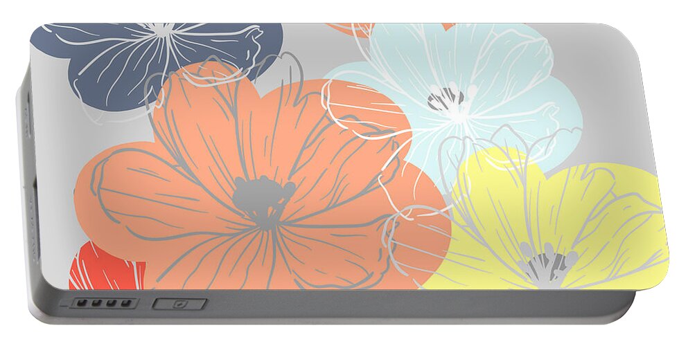 Big Flowers Portable Battery Charger featuring the digital art California Coast Colors - Field of Flowers by Christie Olstad