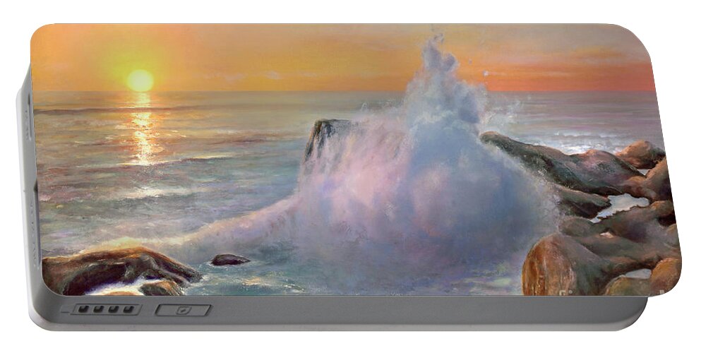 Landscape Portable Battery Charger featuring the painting California Coast by Michael Rock