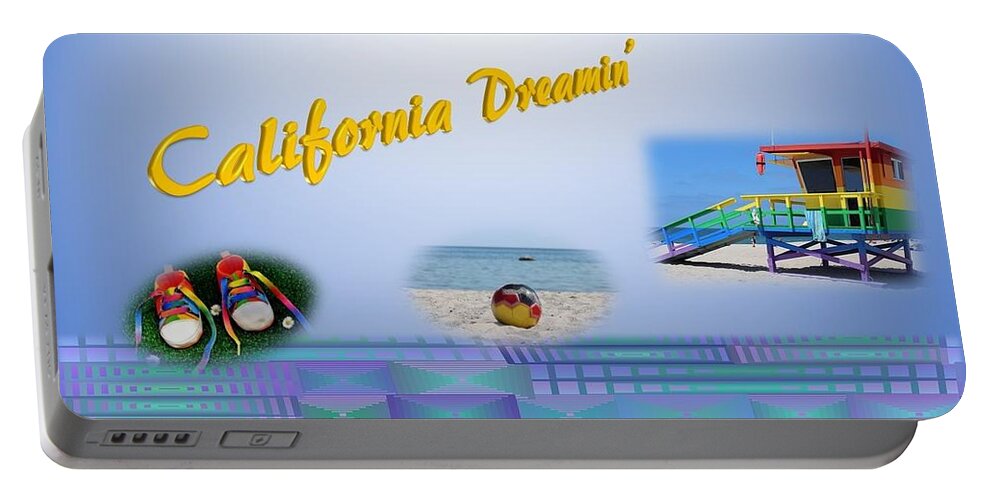 California Portable Battery Charger featuring the mixed media California Dreaming by Nancy Ayanna Wyatt