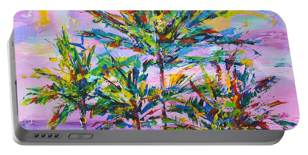 California Portable Battery Charger featuring the painting California palms 2. by Iryna Kastsova