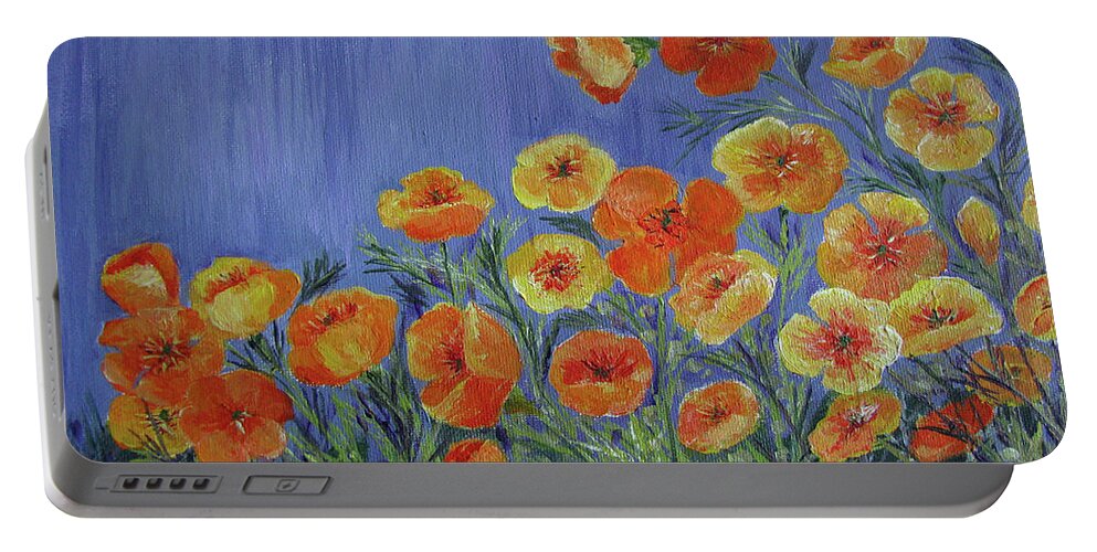Poppies Portable Battery Charger featuring the painting California Poppies by Barbara Landry