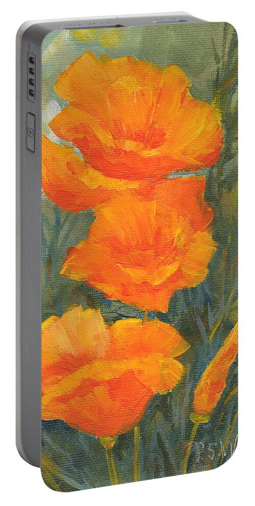 Poppies Portable Battery Charger featuring the painting California Poppies by Peggy Wilson