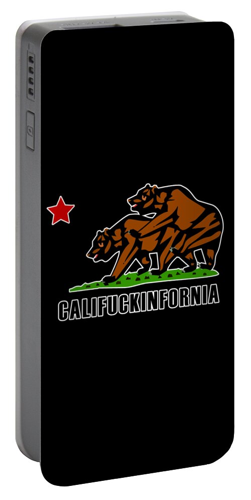 Funny Portable Battery Charger featuring the digital art Califuckinfornia by Flippin Sweet Gear