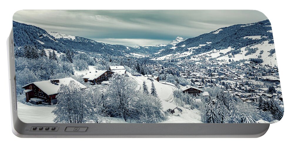 2017 Portable Battery Charger featuring the photograph Calm Before the Thaw - A Bountiful Winter in Megeve by Benoit Bruchez