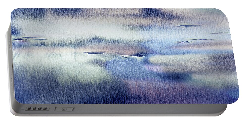Calm Landscape Portable Battery Charger featuring the painting Calm Peaceful Meditative Quiet Evening On The Shore Abstract Landscape I by Irina Sztukowski