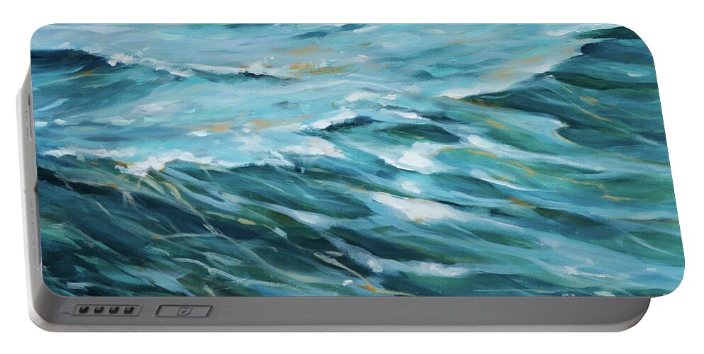 Ocean Portable Battery Charger featuring the painting Calm Waters by Linda Olsen