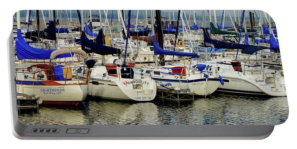 Lake City Marina Portable Battery Charger featuring the photograph Calm Waters by Susie Loechler