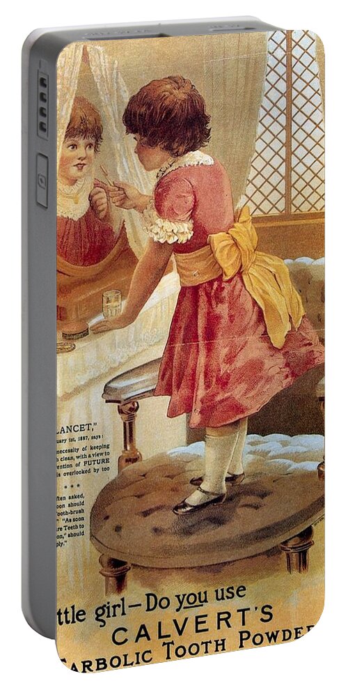 Vintage Poster Portable Battery Charger featuring the digital art Calvert s Carbolic Tooth Powder - Vintage Advertising Poster by Studio Grafiikka
