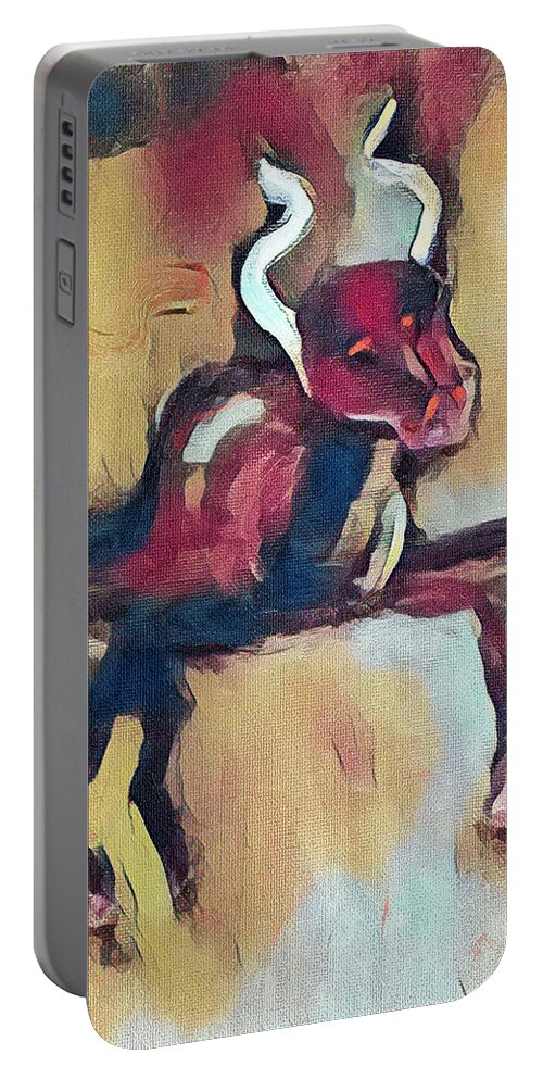 Bull Portable Battery Charger featuring the painting Camargue bull no 10 by Susan Crowell