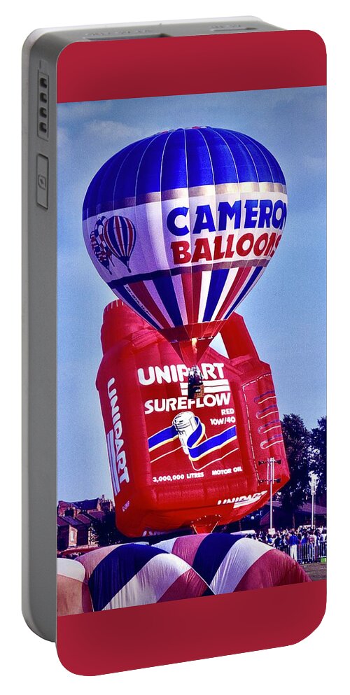  Portable Battery Charger featuring the photograph Cameroon and Unipart Balloons Takeoff by Gordon James