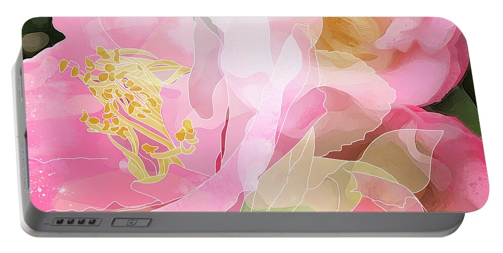 Floral Portable Battery Charger featuring the digital art Camille by Gina Harrison