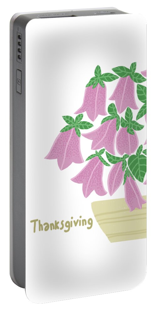 Purple Spot Bluebells Portable Battery Charger featuring the drawing Campanula Punctata by Min Fen Zhu