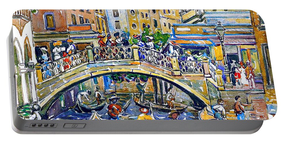 Maurice Prendergast Portable Battery Charger featuring the painting Canal, Venice by Maurice Prendergast