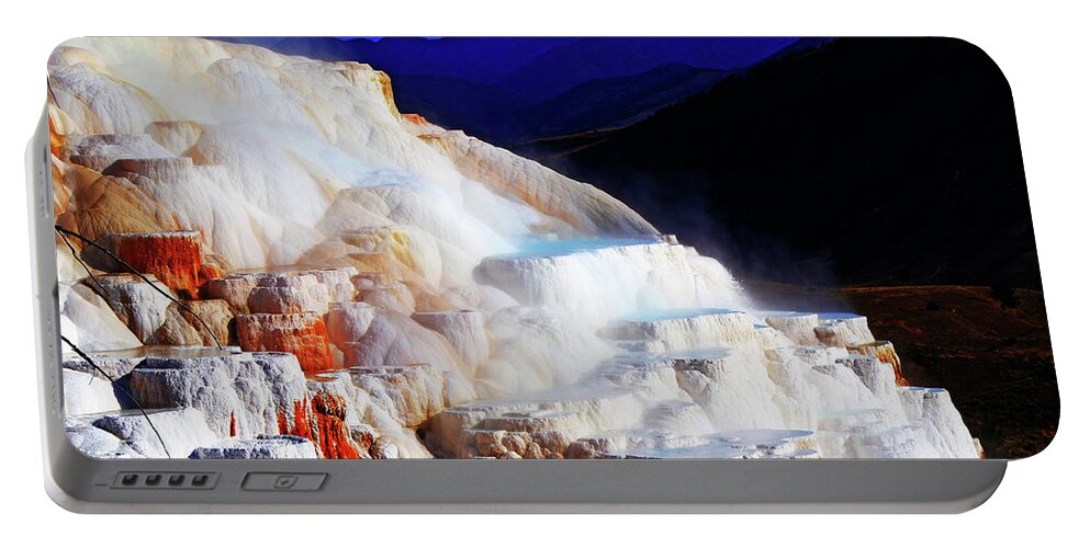 Canary Spring Portable Battery Charger featuring the photograph Canary Spring in Yellowstone by Shixing Wen